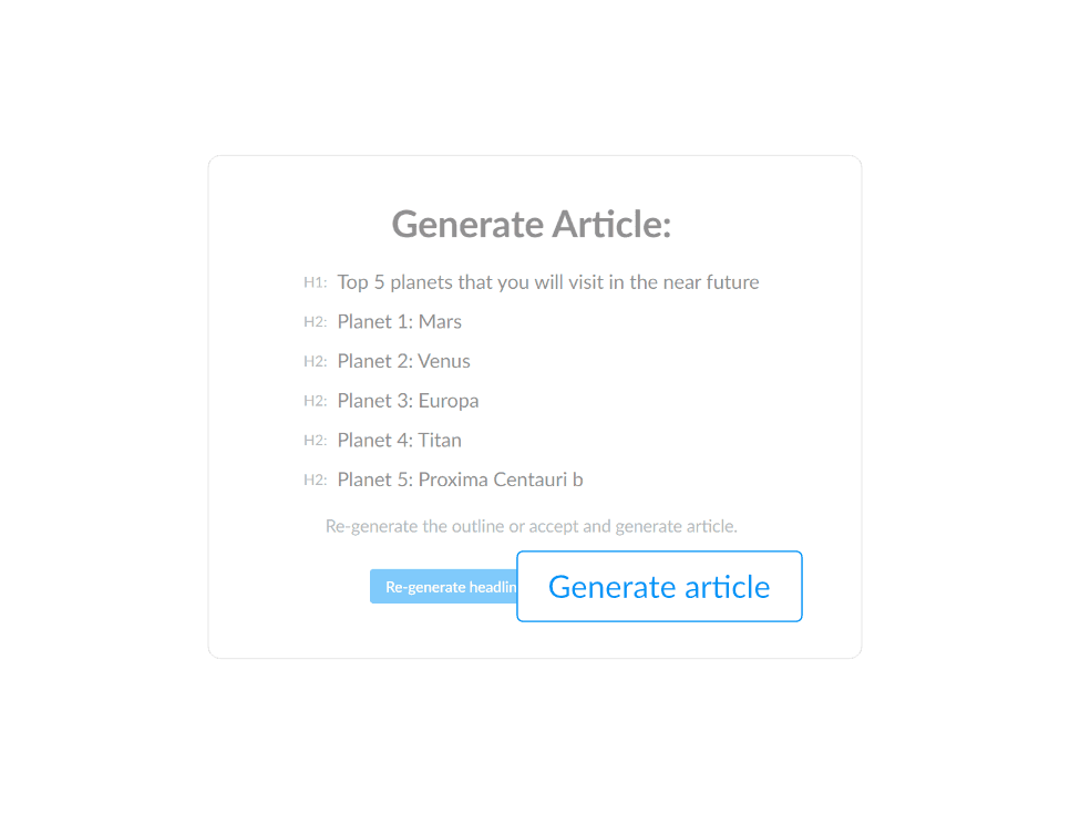 Cliquez sur générer, AI Article Writer générera votre article en quelques secondes 😏